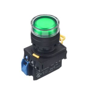 Nút nhấn nhả IDEC YW1L-MF2E10Q4G 1NO 22mm 24V (Xanh lá cây)