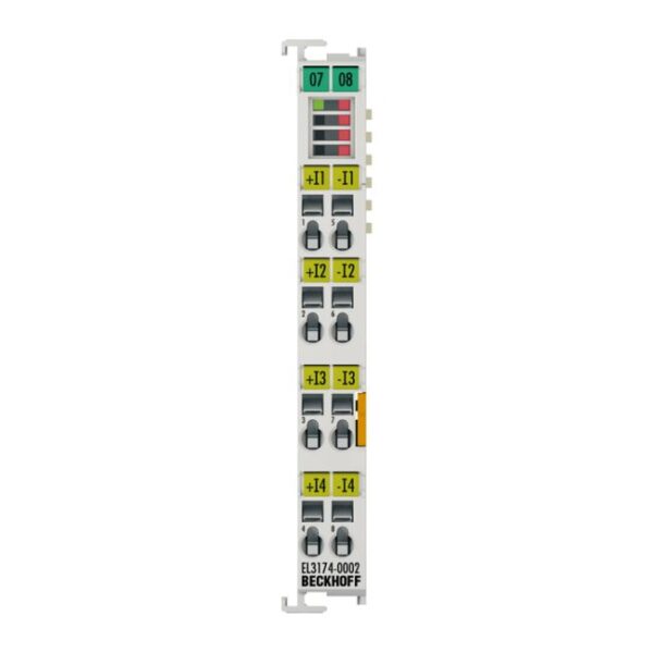 EL3174-0002 | EtherCAT Terminal, 4-channel analog input, multi-function, ±10 V, ±20 mA, 16 bit, differential