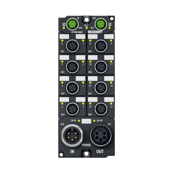 EP1839-0042 | EtherCAT Box, 16-channel digital input, 24 V DC, M12, with diagnostics