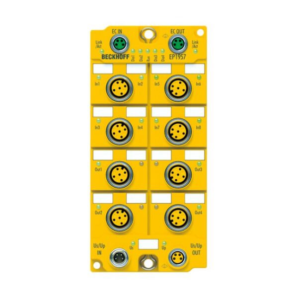EP1957-0022 | EtherCAT Box, 8-channel digital input + 4-channel digital output, 24 V DC, 0.5 A, M12, TwinSAFE, TwinSAFE Logic