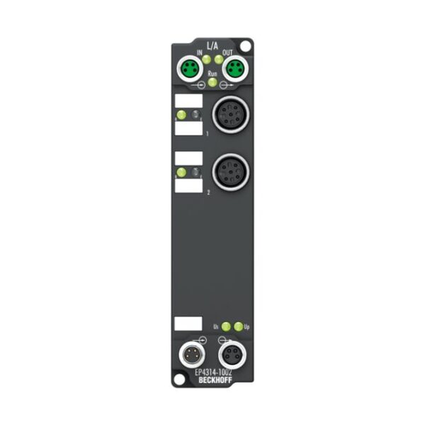 EP4314-1002 | EtherCAT Box, 2-channel analog input + 2-channel analog output, multi-function, ±20 mA, 16 bit, differential, M12