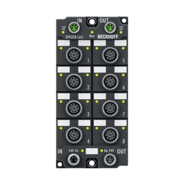 EP4378-1022 | EtherCAT Box, 4-channel analog input + 4-channel analog output, multi-function, ±10 V, 0/4…20 mA, 16 bit, single-ended, M12