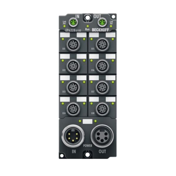 EP6228-3132 | EtherCAT Box, 8-channel communication interface + 4-channel digital input, IO-Link, master, Class A, Class B, M12