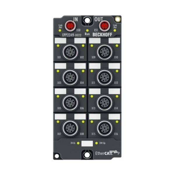 EPP2349-0022 | EtherCAT P Box, 16-channel digital combi, 24 V DC, 10 µs, 0.5 A, M12