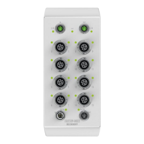 EQ2339-0022 | EtherCAT Box, 16-channel digital combi, 24 V DC, 3 ms, 0.5 A, M12, stainless steel