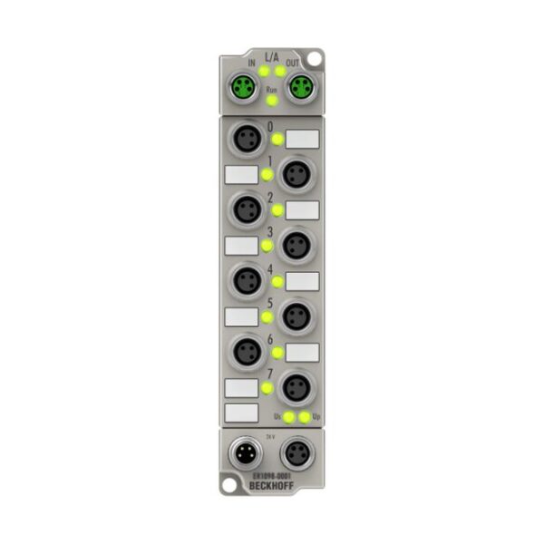 ER1098-0001 | EtherCAT Box, 8-channel digital input, 24 V DC, 10 µs, ground switching, M8, zinc die-cast