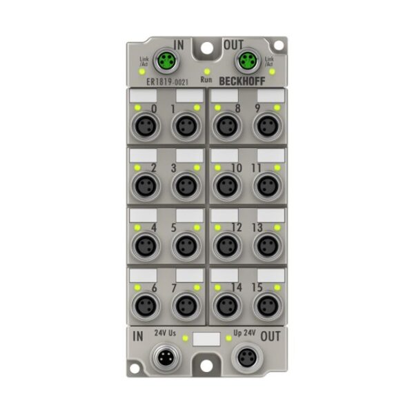 ER1819-0021 | EtherCAT Box, 16-channel digital input, 24 V DC, 10 µs, M8, zinc die-cast