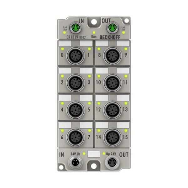 ER1819-0022 | EtherCAT Box, 16-channel digital input, 24 V DC, 10 µs, M12, zinc die-cast