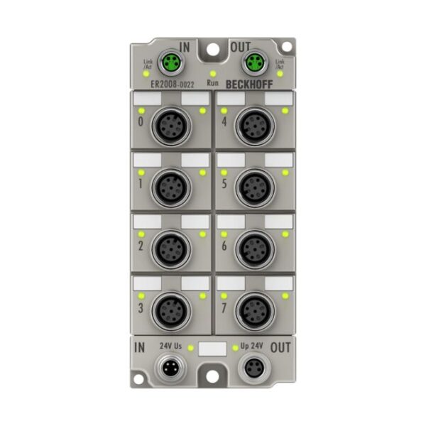 ER2008-0022 | EtherCAT Box, 8-channel digital output, 24 V DC, 0.5 A, M12, zinc die-cast
