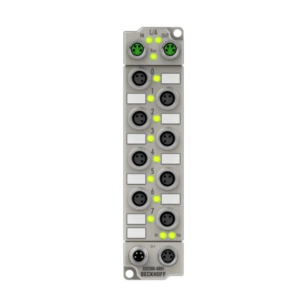 ER2308-0001 | EtherCAT Box, 4-channel digital input + 4-channel digital output, 24 V DC, 3 ms, 0.5 A, M8, zinc die-cast