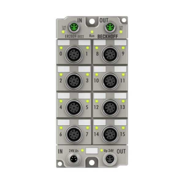 ER2809-0022 | EtherCAT Box, 16-channel digital output, 24 V DC, 0.5 A, M12, zinc die-cast
