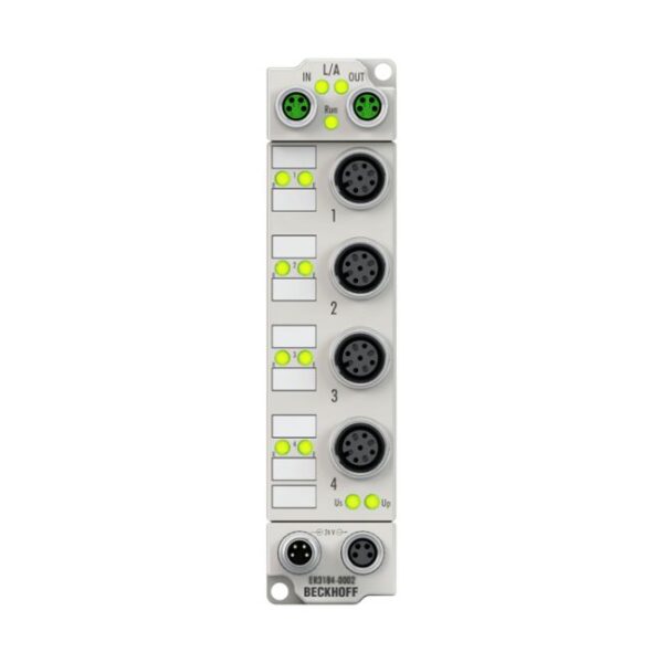 ER3184-0002 | EtherCAT Box, 4-channel analog input, multi-function, ±10 V, 0/4…20 mA, 16 bit, single-ended, M12, zinc die-cast